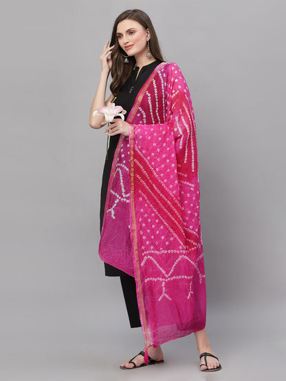 Ragavi Pink Zari Bandhej Dupatta