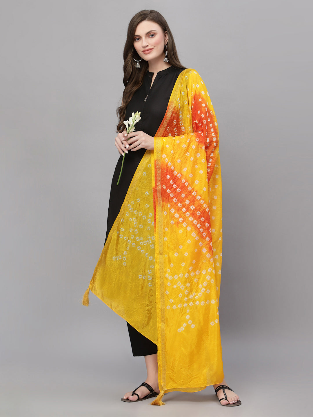 Ragavi Yellow Bandhej Dupatta