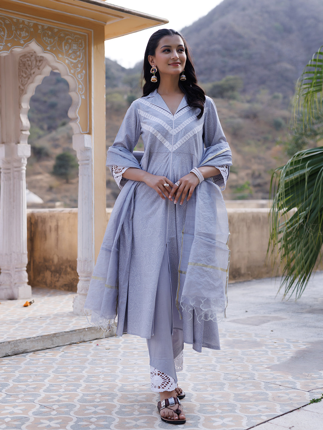 Raindrops Grey Kurta Set