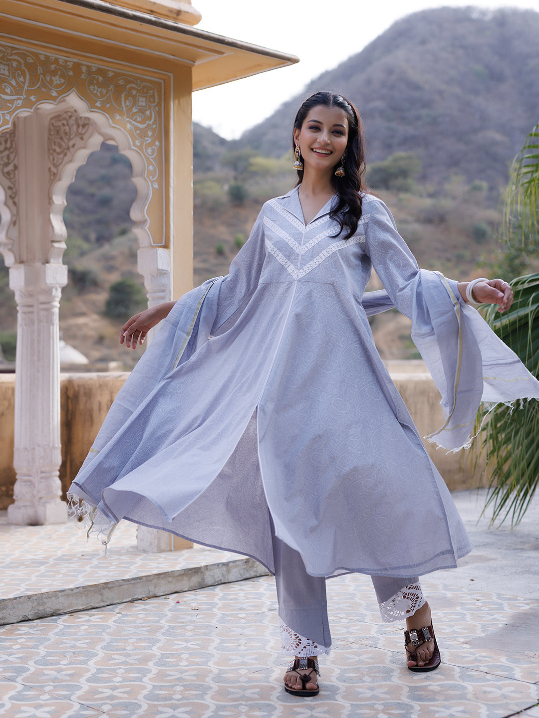 Raindrops Grey Kurta Set