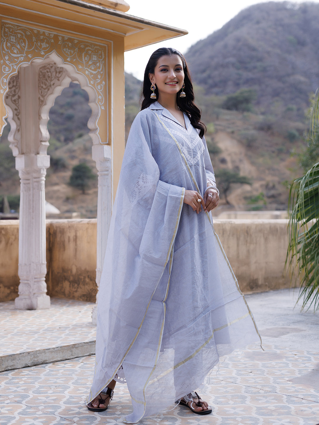 Raindrops Grey Kurta Set