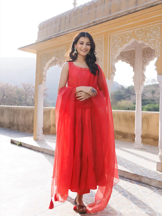 Rococco Red Kurta Set Ragavi