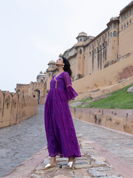 Sanvi Purple Leheriya Kurta