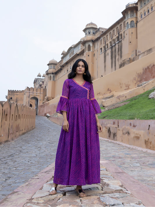 Sanvi Purple Leheriya Kurta