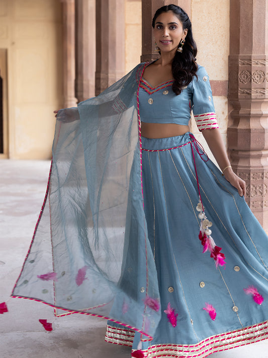 Sea Angel Sky-Blue Lehenga Set