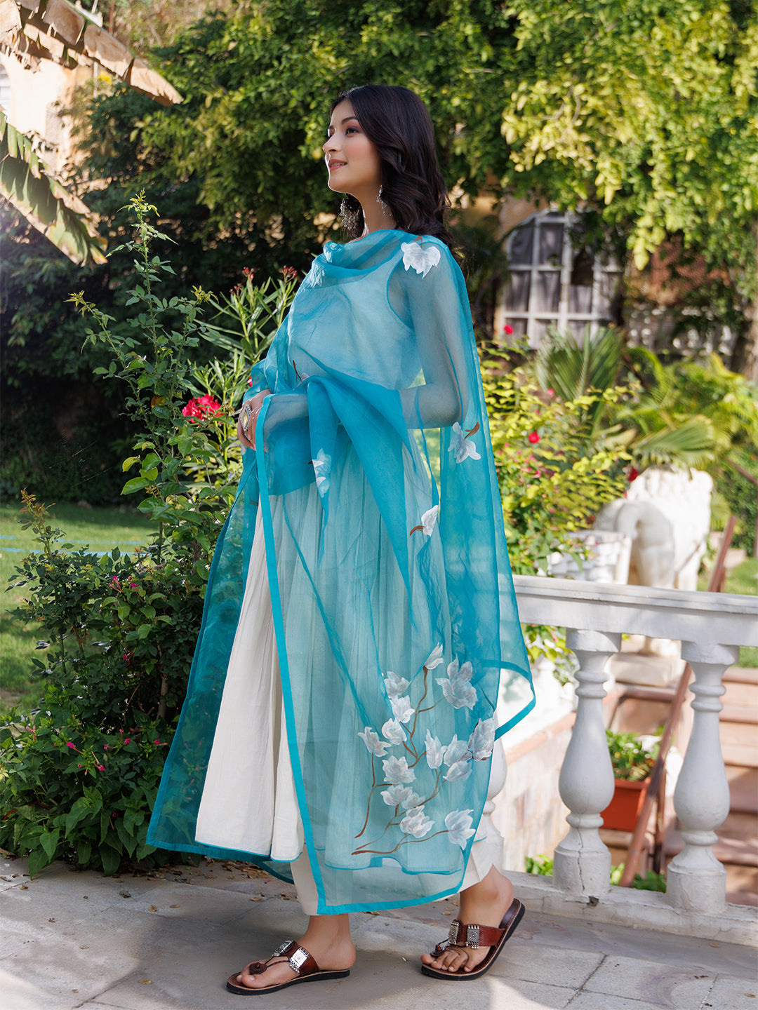 Silver Birch Solid Cotton Gathered Kurta Set