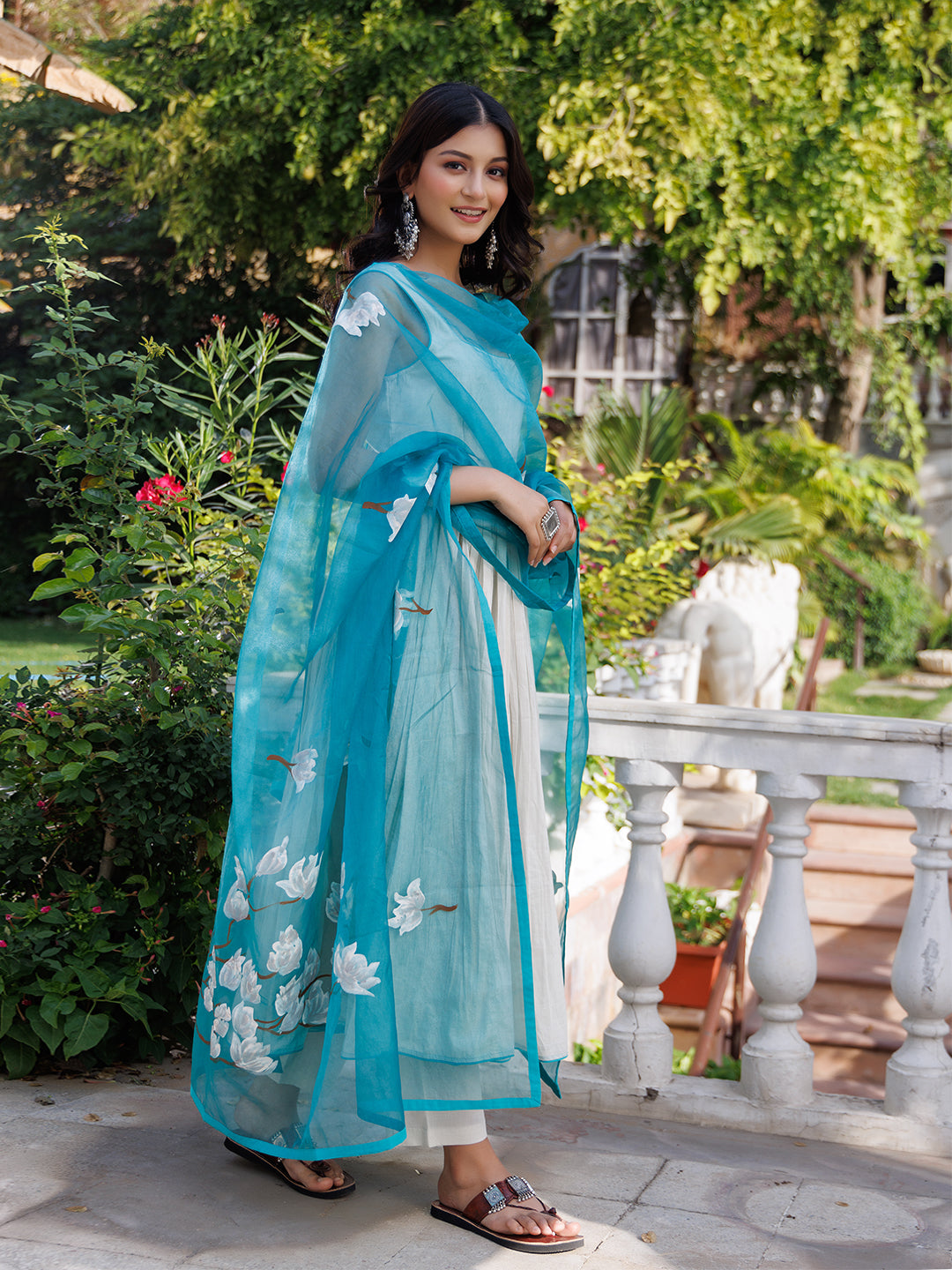 Silver Birch Solid Cotton Gathered Kurta Set