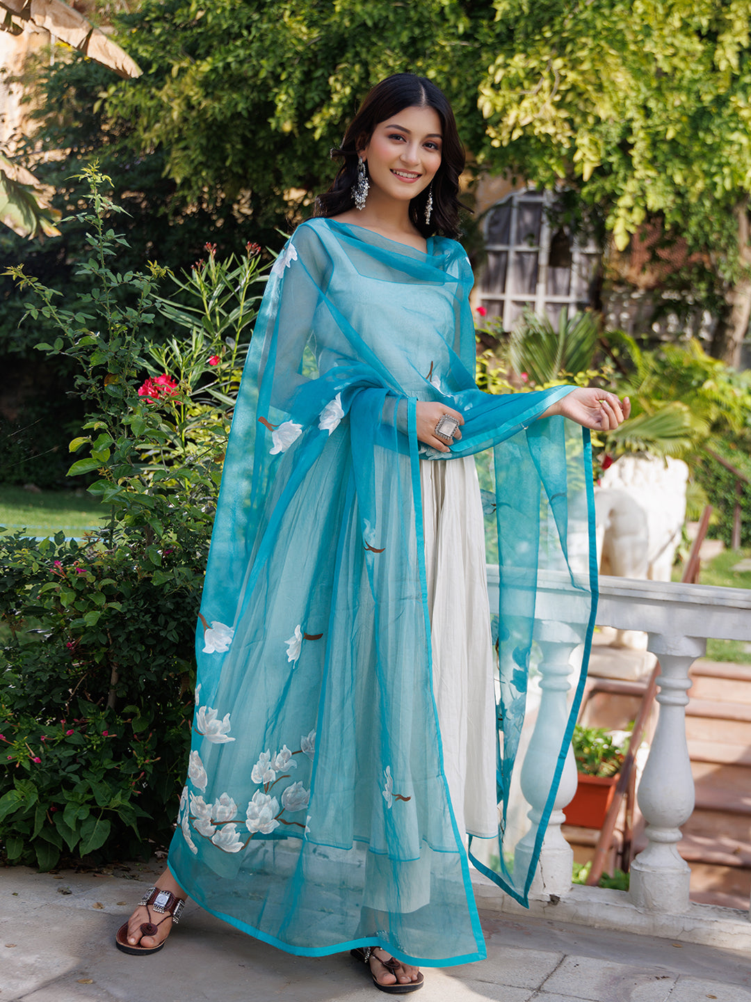 Silver Birch Solid Cotton Gathered Kurta Set