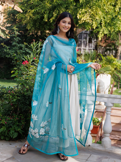 Silver Birch Solid Cotton Gathered Kurta Set