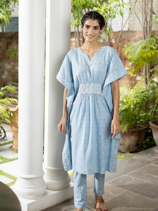 Tanaya Blue Kaftan Set