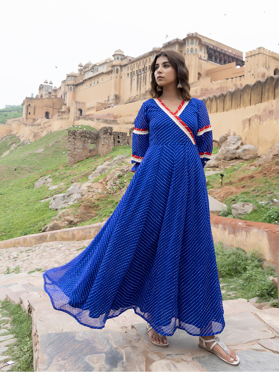 Aarvi Blue Leheriya Kurta