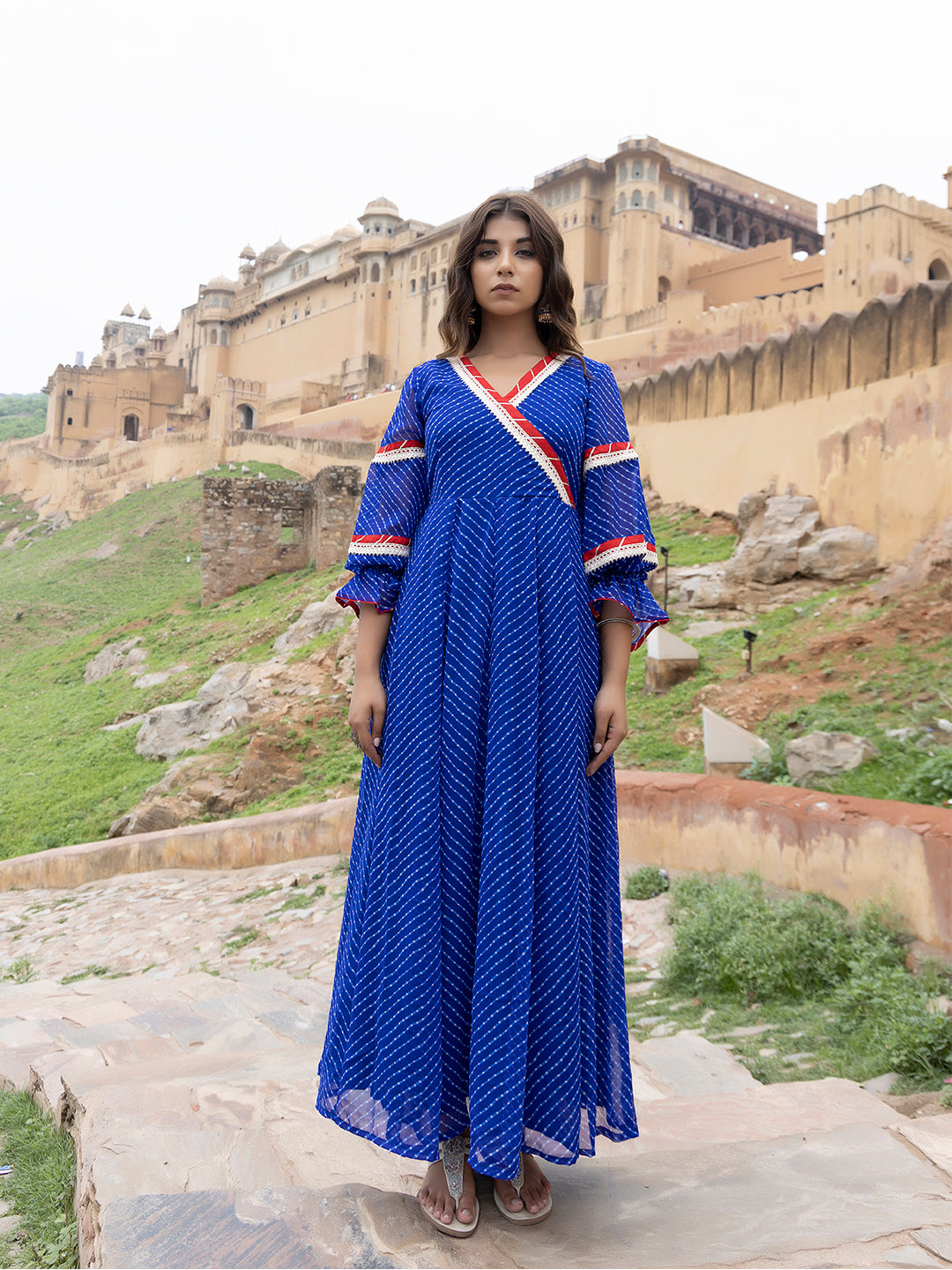 Aarvi Blue Leheriya Kurta