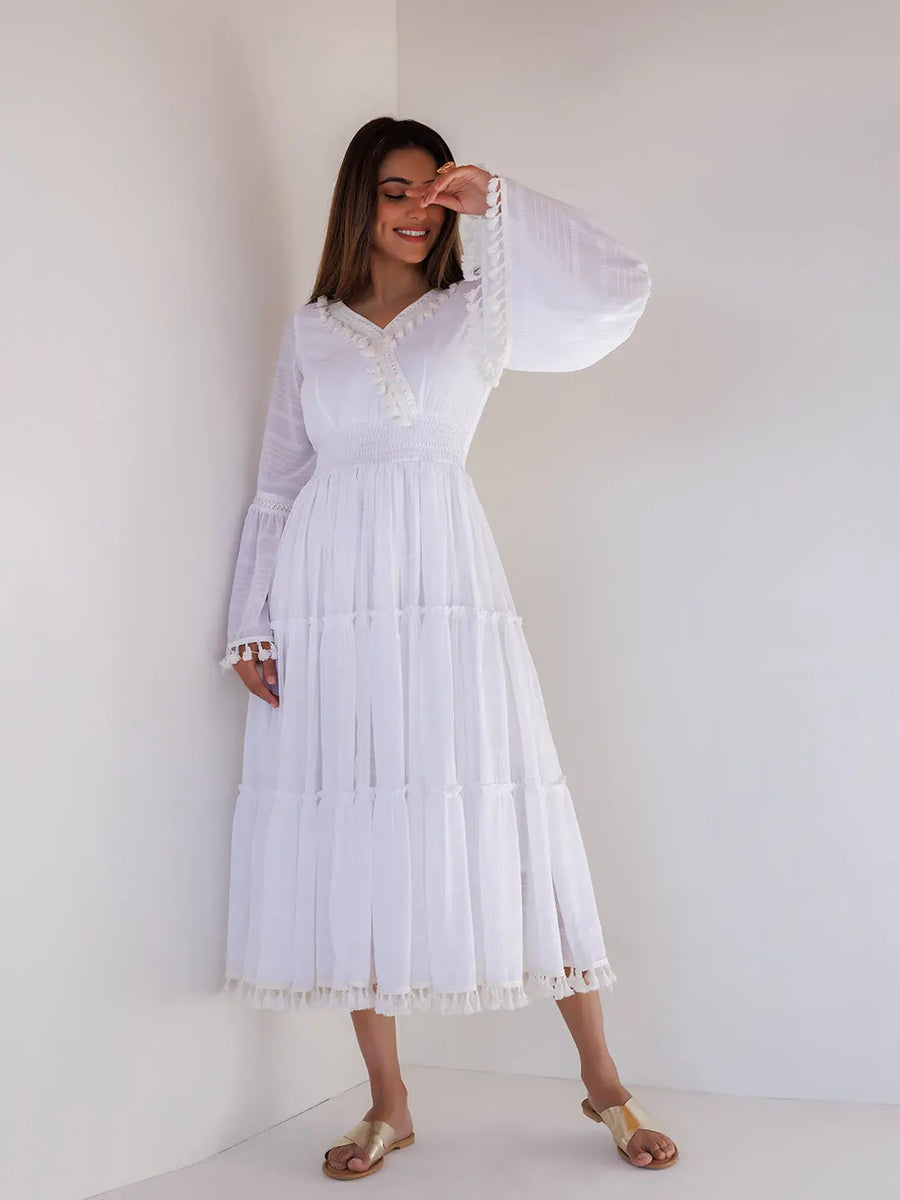 White Chiffon Midi Dress – Ragavi
