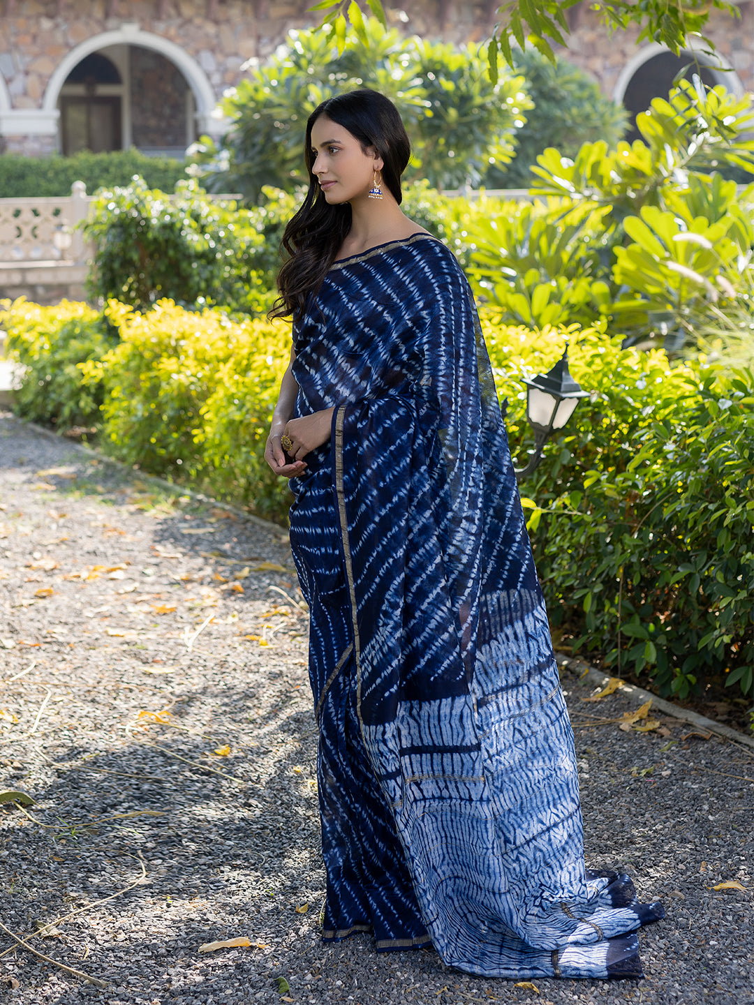 Egyptian Blue Shibori Chanderi Saree